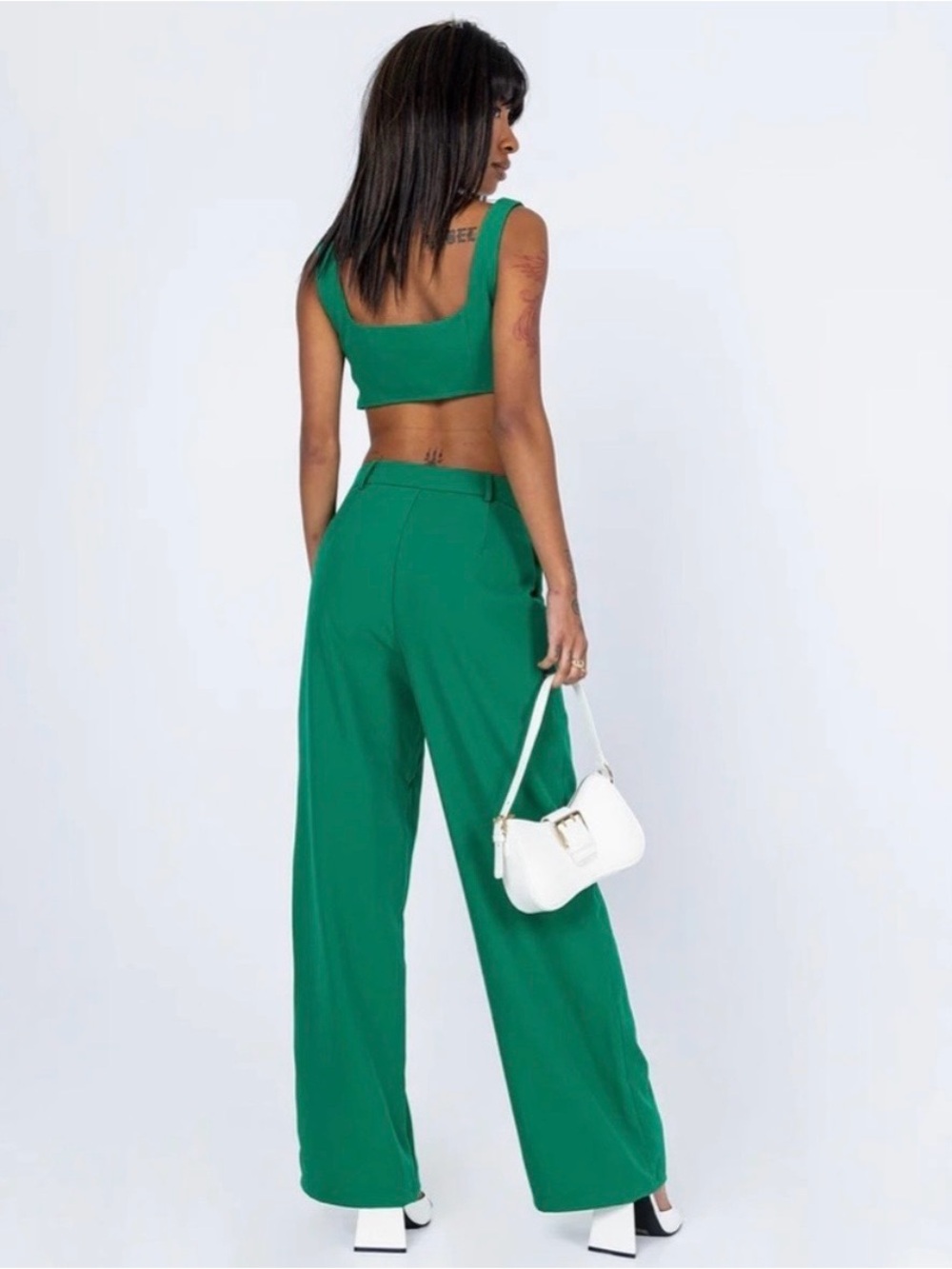 Princess Polly Emerald Green Wide-Leg High-Rise Trouser with matching top - Picture 2 of 5